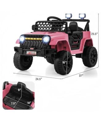 Kids 12V Electric Ride On Truck with Remote Control LED Lights and Music for Ages 3 and Up