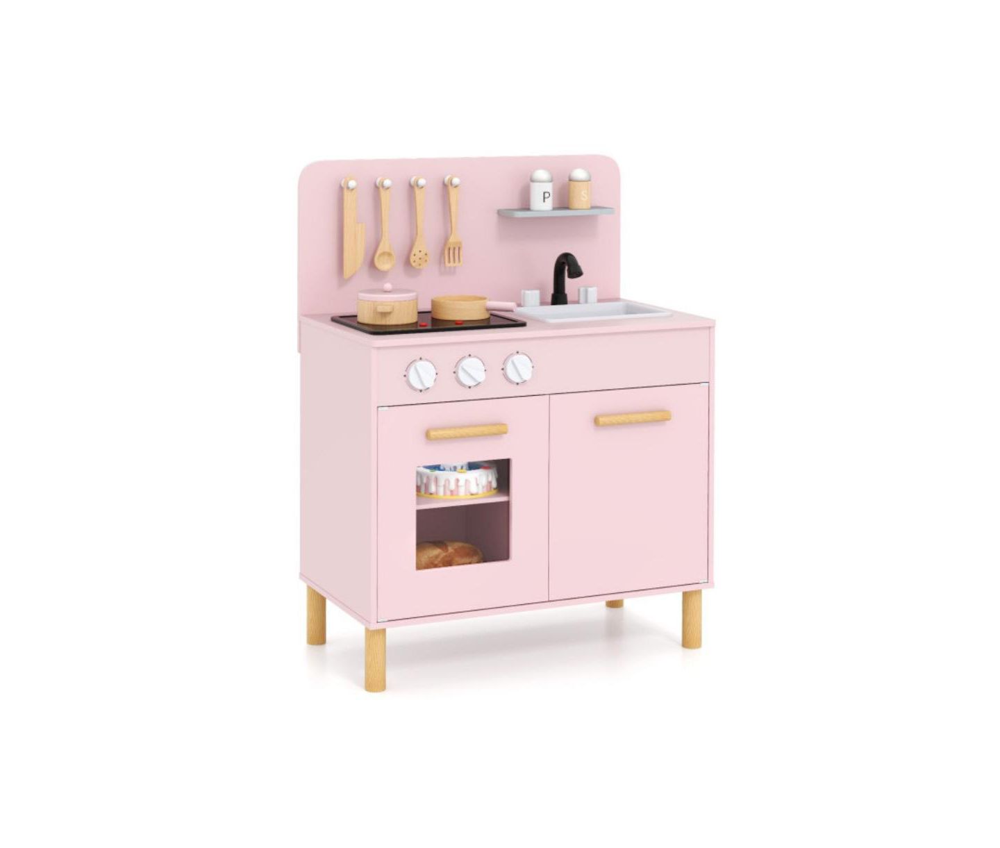 Детский игровой набор HONGGE Kids Kitchen Playset With Lights and Sounds, от 3 лет, цвет: Розовый — фото 1
