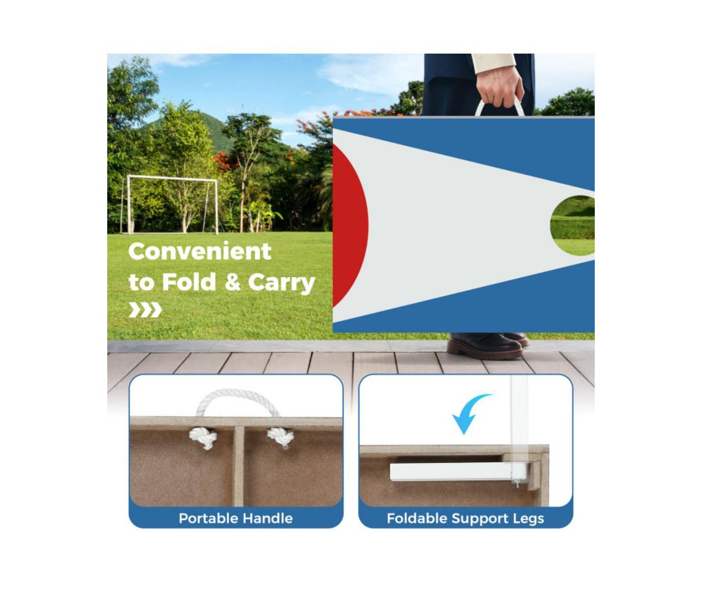 Детские игрушки HONGGE 36"L x 24"W Foldable Cornhole Board Set, Ages 3+, цвет: Синий — фото 9