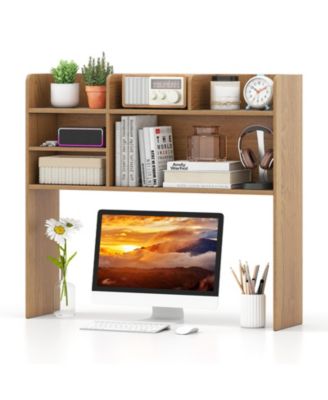 Desktop Storage Hutch Bookshelf with Multiple Open Shelves