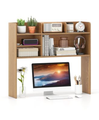 Desktop Storage Hutch Bookshelf with Multiple Open Shelves