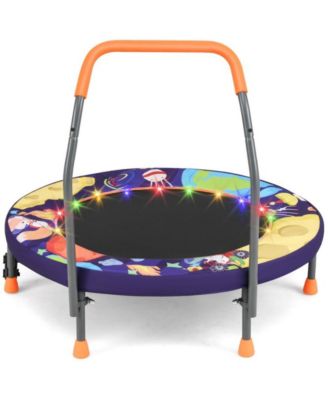 Kids LED Light Trampoline Foldable with Foam Handrail Safety Cover