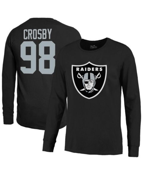 Мужская футболка Majestic Threads Maxx Crosby Black Las Vegas Raiders Name & Number Non-Distressed Long Sleeve