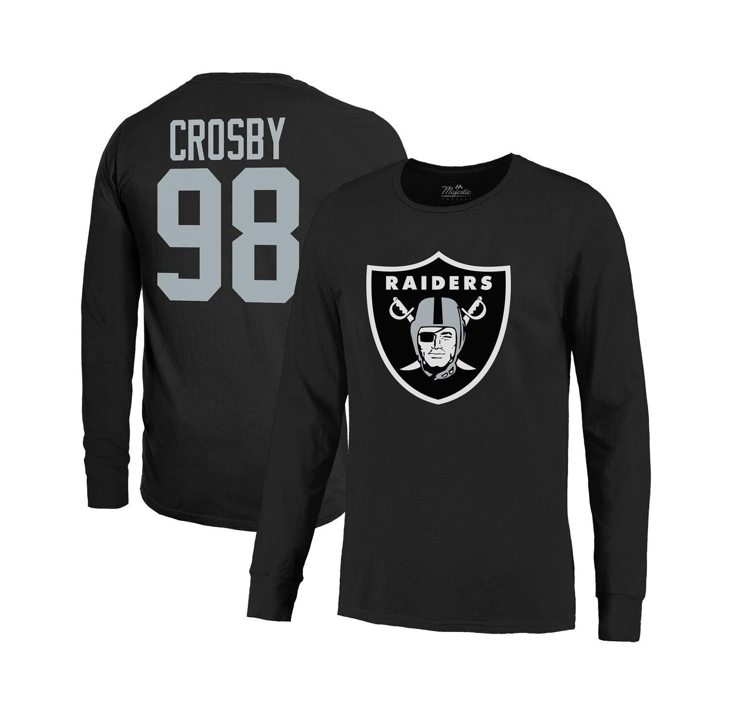 Men's Maxx Crosby Black Las Vegas Raiders Name & Number Non-Distressed Long Sleeve T-Shirt