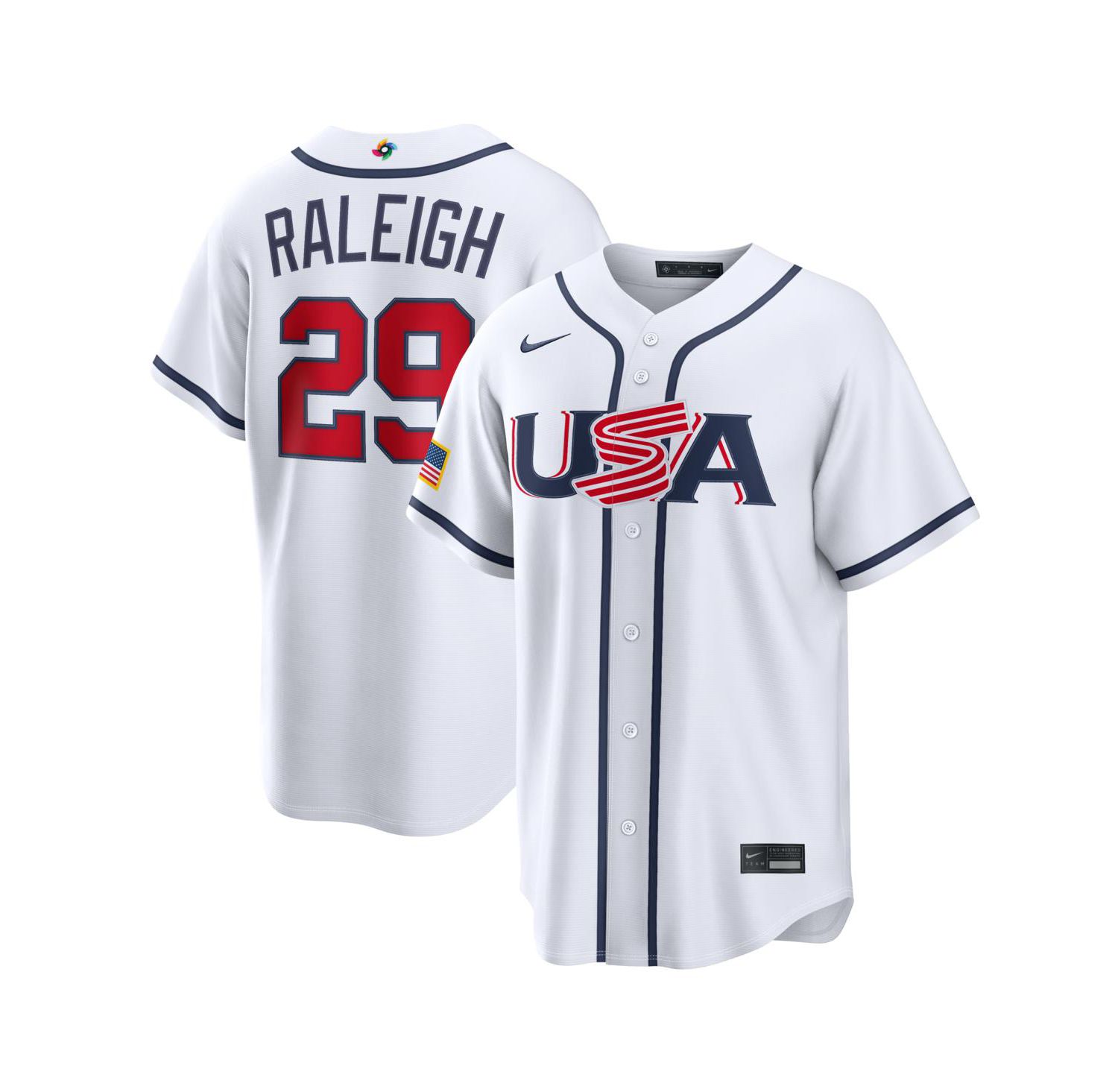 Men's Cal Raleigh White USA Baseball 2026 World Baseball Classic Home Stadium Jersey