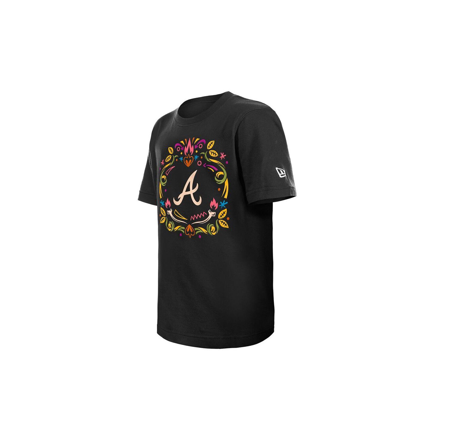 Big Boys and Girls Black Atlanta Braves Día de los Muertos T-Shirt