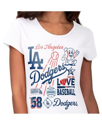 Women's White Los Angeles Dodgers Endzone Collage T-Shirt