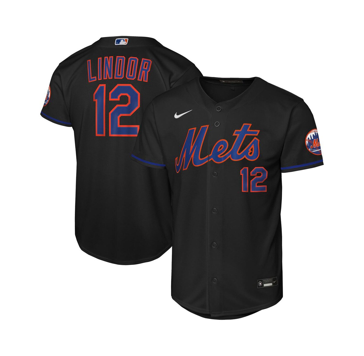 Big Boys and Girls Francisco Lindor Black New York Mets Alternate Stadium Player Jersey