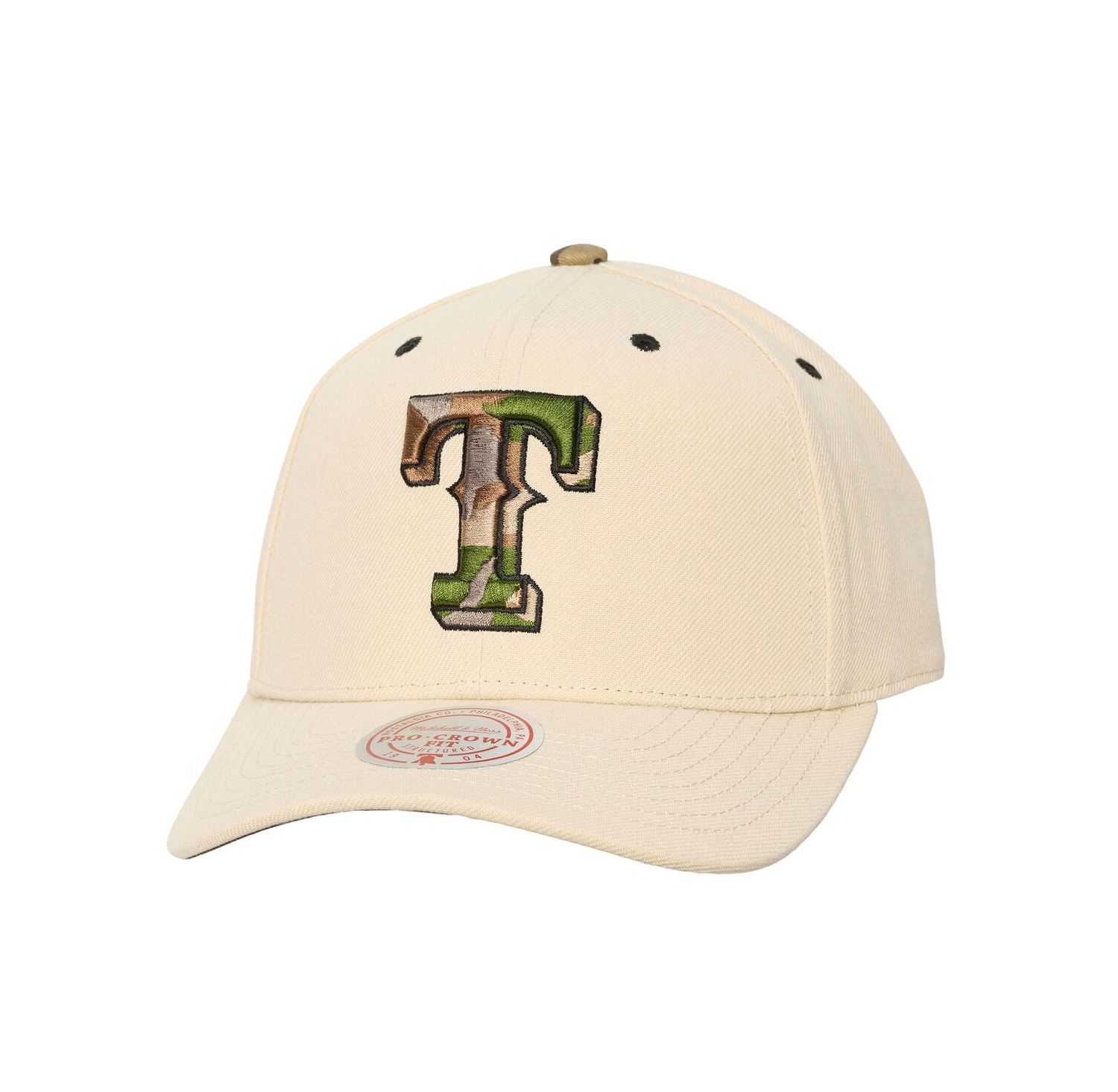 Men's and Women's Cream Texas Rangers Camo Logo Pro Crown Snapback Hat