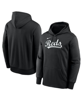 Men's Black Cincinnati Reds Primary Wordmark Therma Hoodie