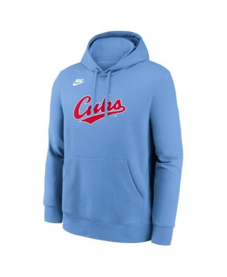 Men's Light Blue Chicago Cubs Cooperstown Collection Wordmark Club Hoodie