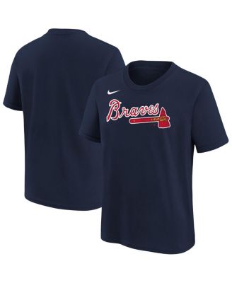 Big Boys and Girls Athletic Navy Atlanta Braves Wordmark T-Shirt