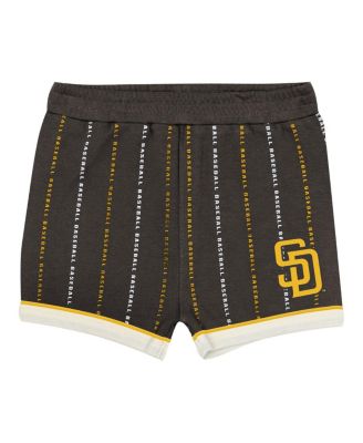 Baby Boys and Girls 2-Piece White/Brown San Diego Padres Lead Run Diaper Cover Bodysuit and Shorts Set