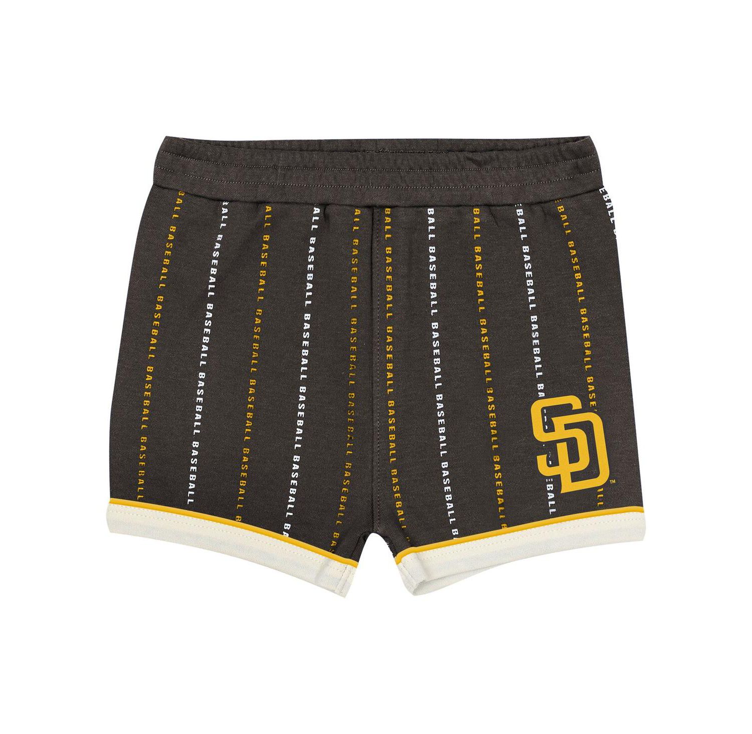 Baby Boys and Girls 2-Piece White/Brown San Diego Padres Lead Run Diaper Cover Bodysuit and Shorts Set
