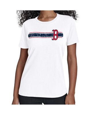 Women's White Boston Red Sox Team Stripe T-Shirt