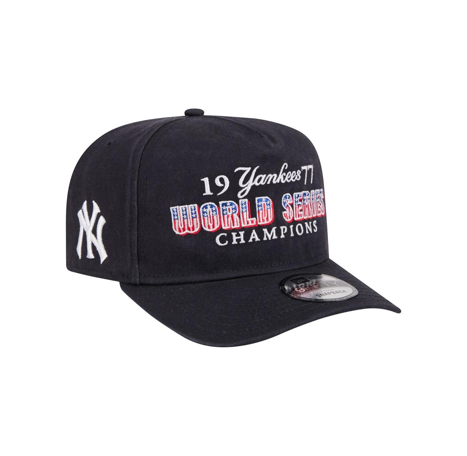 Men's Navy New York Yankees 1977 World Series Champions Throwback 9FIFTY A-Frame Snapback Hat