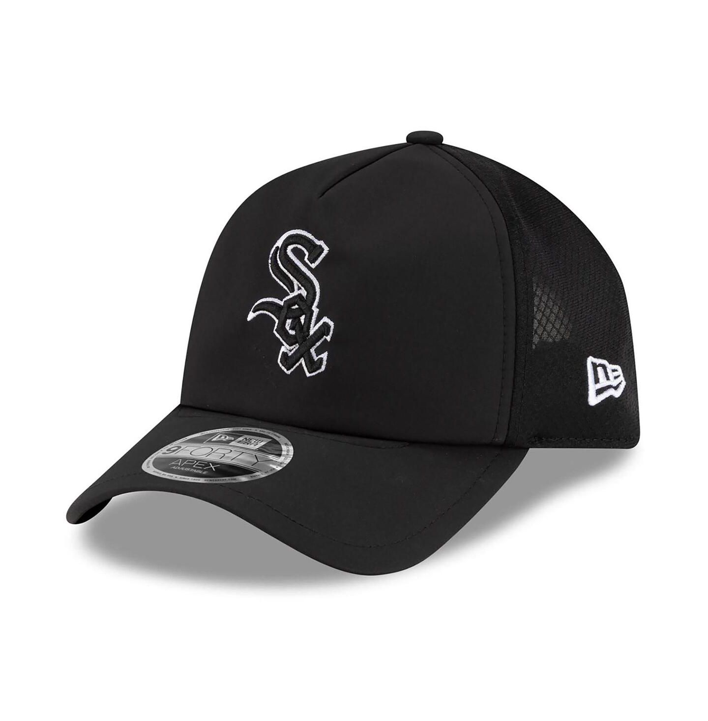 Мужская кепка New Era Black Chicago White Sox 2026 Batting Practice Apex 9FORTY Adjustable Trucker Hat — фото 1