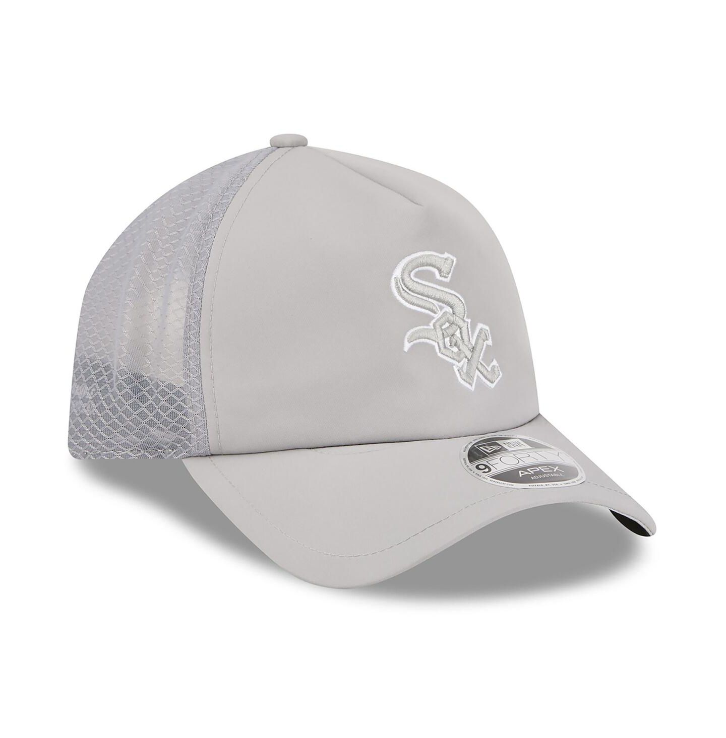 Мужская кепка New Era Gray Chicago White Sox 2026 Batting Practice Apex 9FORTY Adjustable Trucker Hat — фото 3