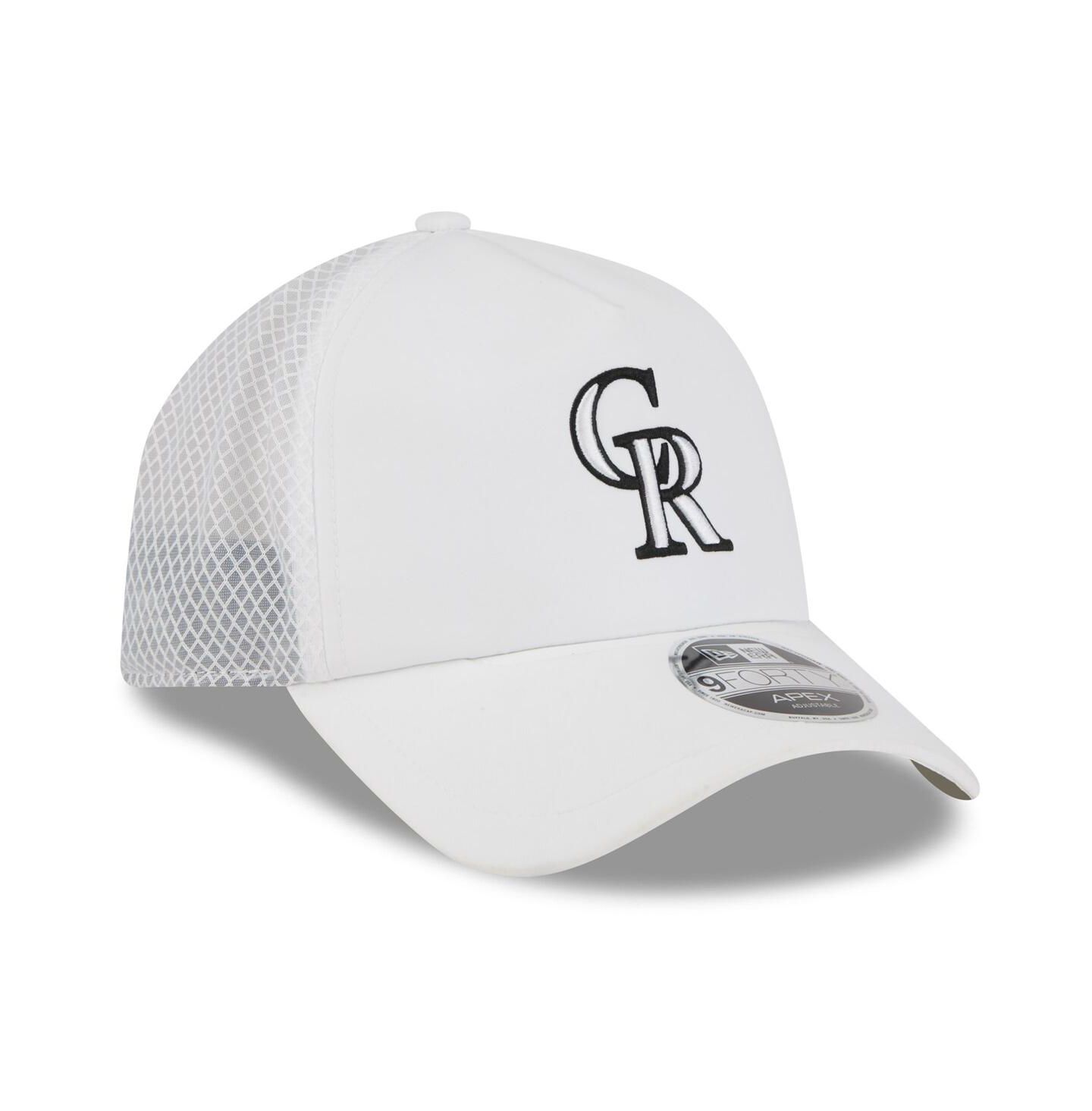 Мужская кепка New Era White Colorado Rockies 2026 Batting Practice Apex 9FORTY Adjustable Trucker Hat — фото 3