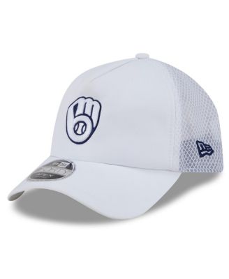 Men's White Milwaukee Brewers 2026 Batting Practice Apex 9FORTY Adjustable Trucker Hat