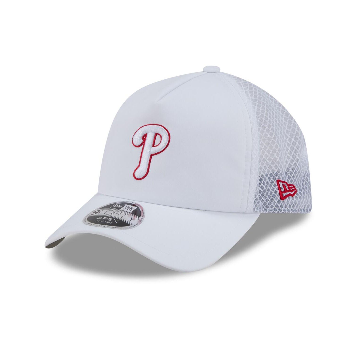 Men's White Philadelphia Phillies 2026 Batting Practice Apex 9FORTY Adjustable Trucker Hat