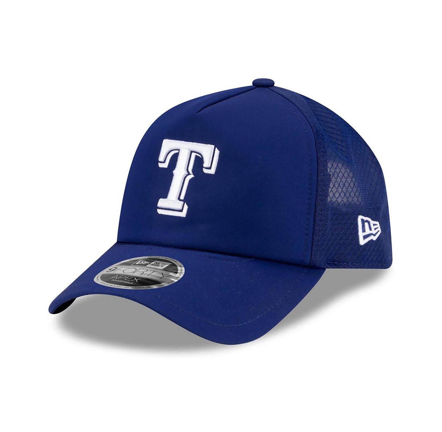 Men's Royal Texas Rangers 2026 Batting Practice Apex 9FORTY Adjustable Trucker Hat