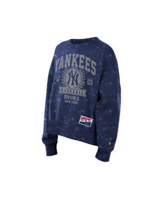 Women's Navy New York Yankees Throwback Oversized Boxy Sweatshirt