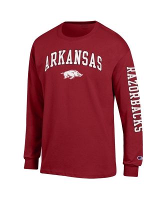 Men's Cardinal Arkansas Razorbacks Arch Over Logo 2-Hit Long Sleeve T-Shirt