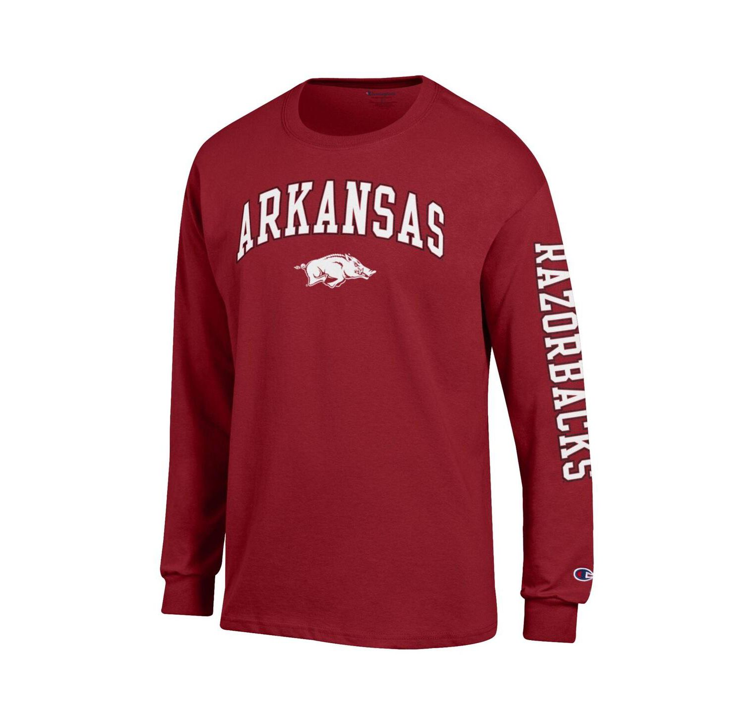 Men's Cardinal Arkansas Razorbacks Arch Over Logo 2-Hit Long Sleeve T-Shirt