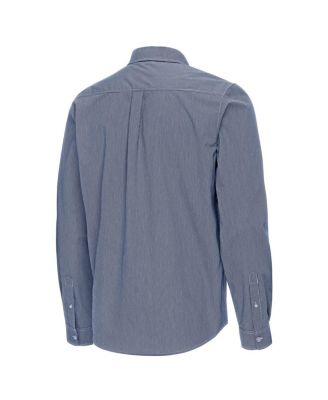 Men's Navy Notre Dame Fighting Irish Porter Woven Tri-Blend Long Sleeve Button-Down Shirt