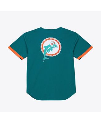 Men's Aqua Miami Dolphins Head Coach Mesh Full-Button Fashion Jersey