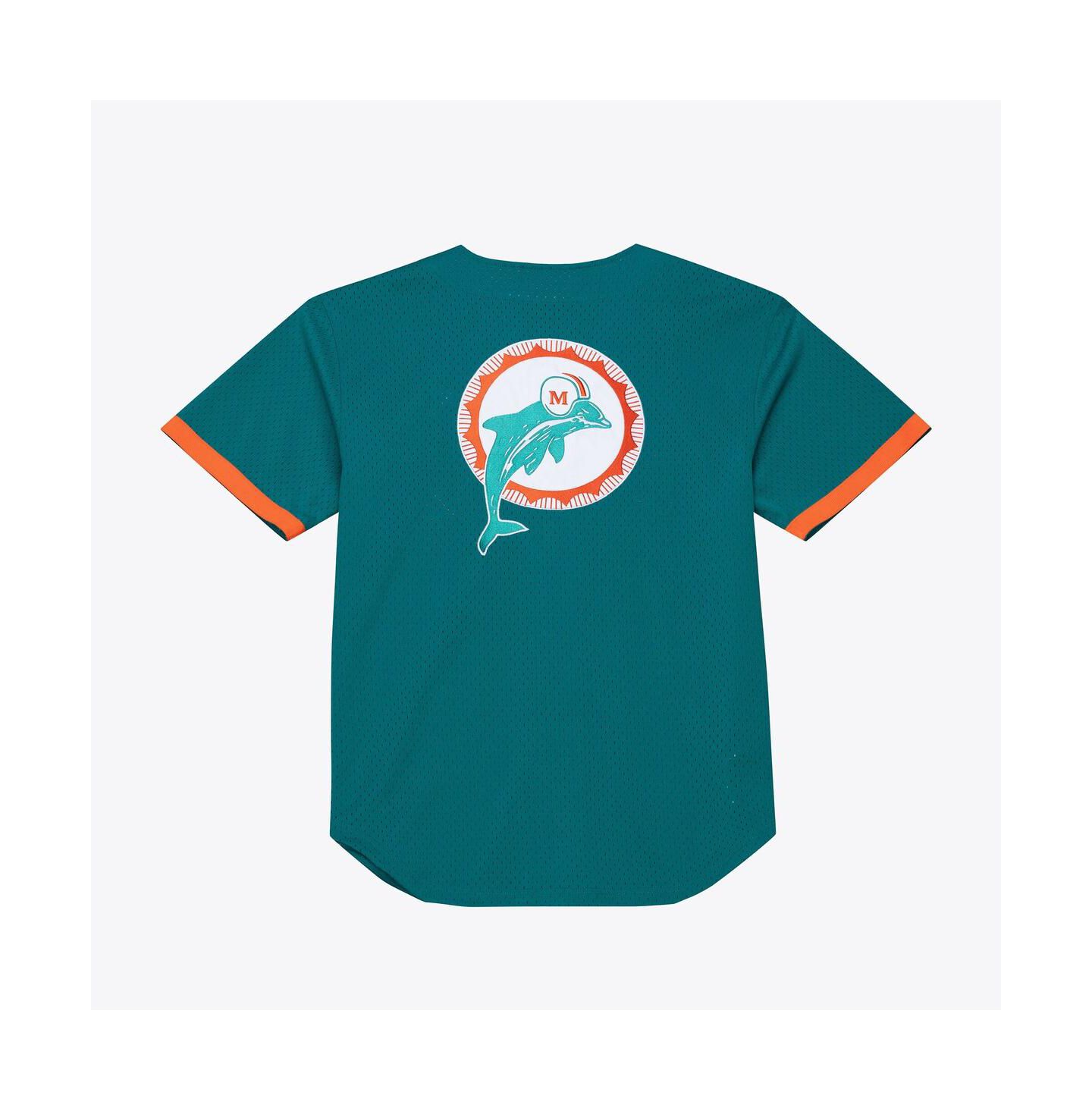 Мужской топ Mitchell & Ness Aqua Miami Dolphins Head Coach Mesh Full-Button Fashion Jersey — фото 4