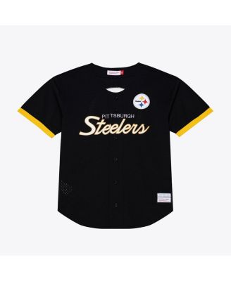 Men's Black Pittsburgh Steelers Head Coach Mesh Full-Button Fashion Jersey