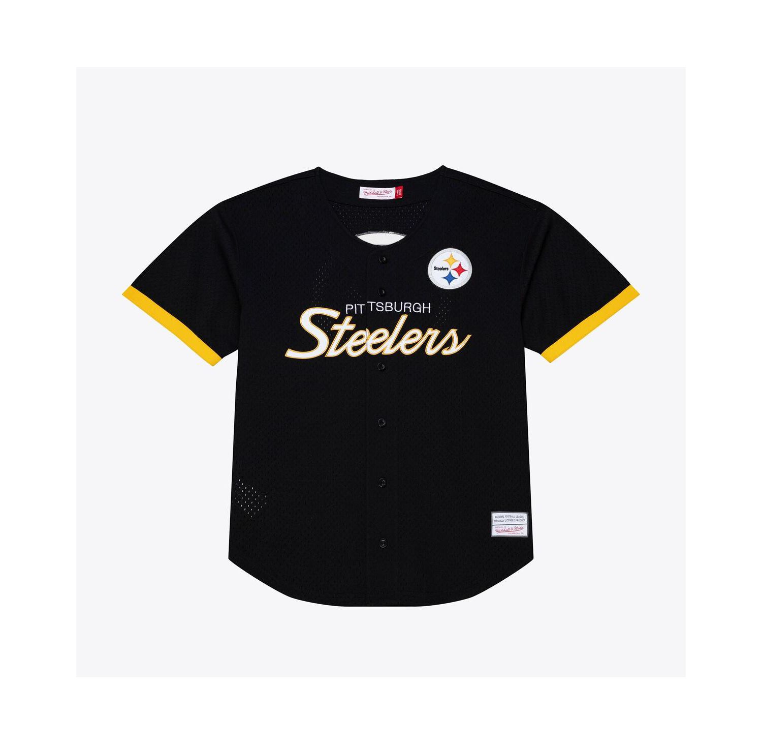 Men's Black Pittsburgh Steelers Head Coach Mesh Full-Button Fashion Jersey