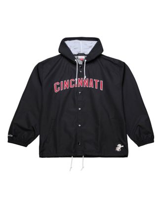 Men's Black Cincinnati Reds Full-Snap Hooded Coaches Jacket