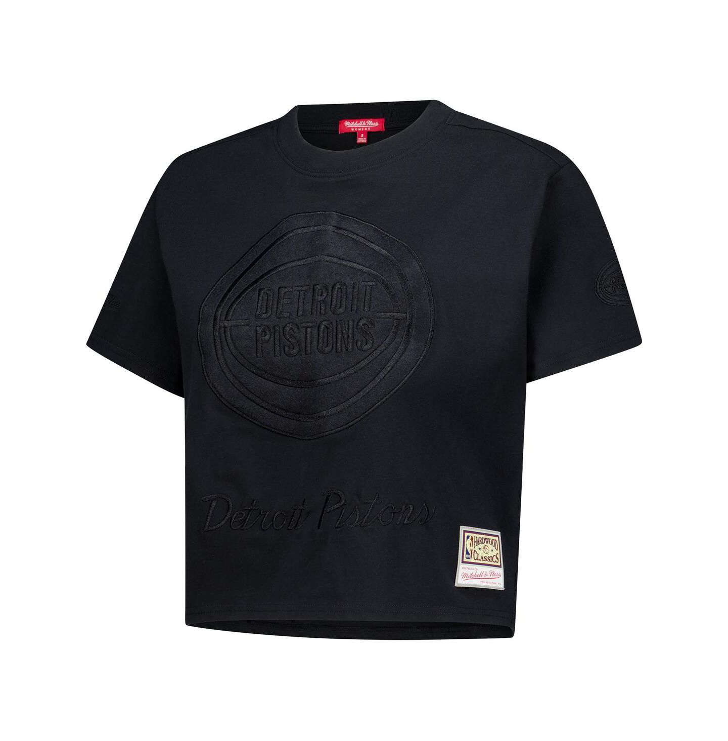 Женская футболка Mitchell & Ness Black Detroit Pistons Phantom Cropped — фото 4