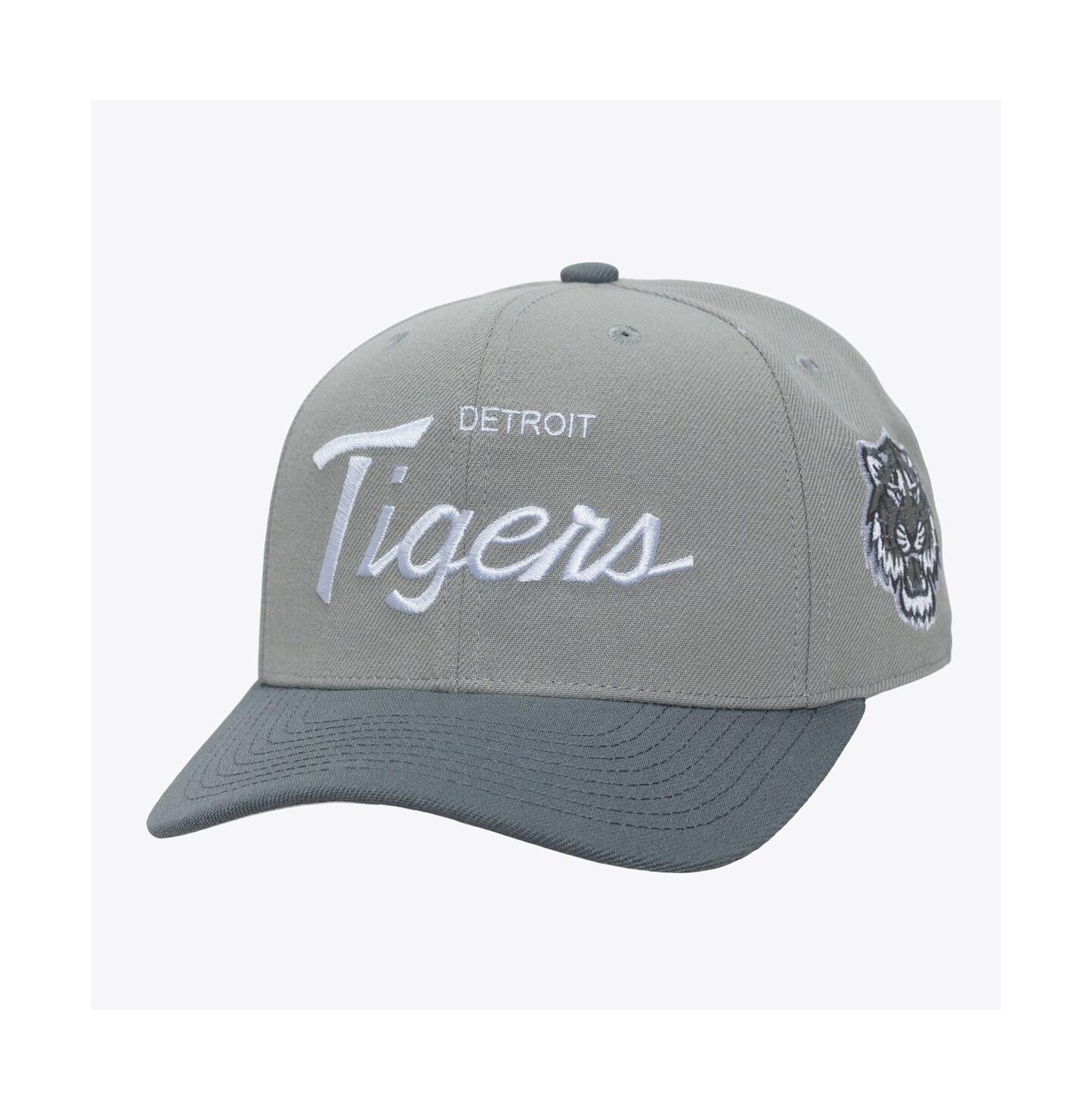 Мужская кепка Mitchell & Ness Gray Detroit Tigers Thunderstorm Head Coach Pro-Crown Adjustable Hat — фото 1