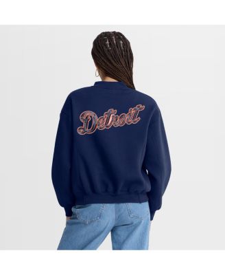 Women's Navy Detroit Tigers Oversized Rage Against Full-Zip Jacket