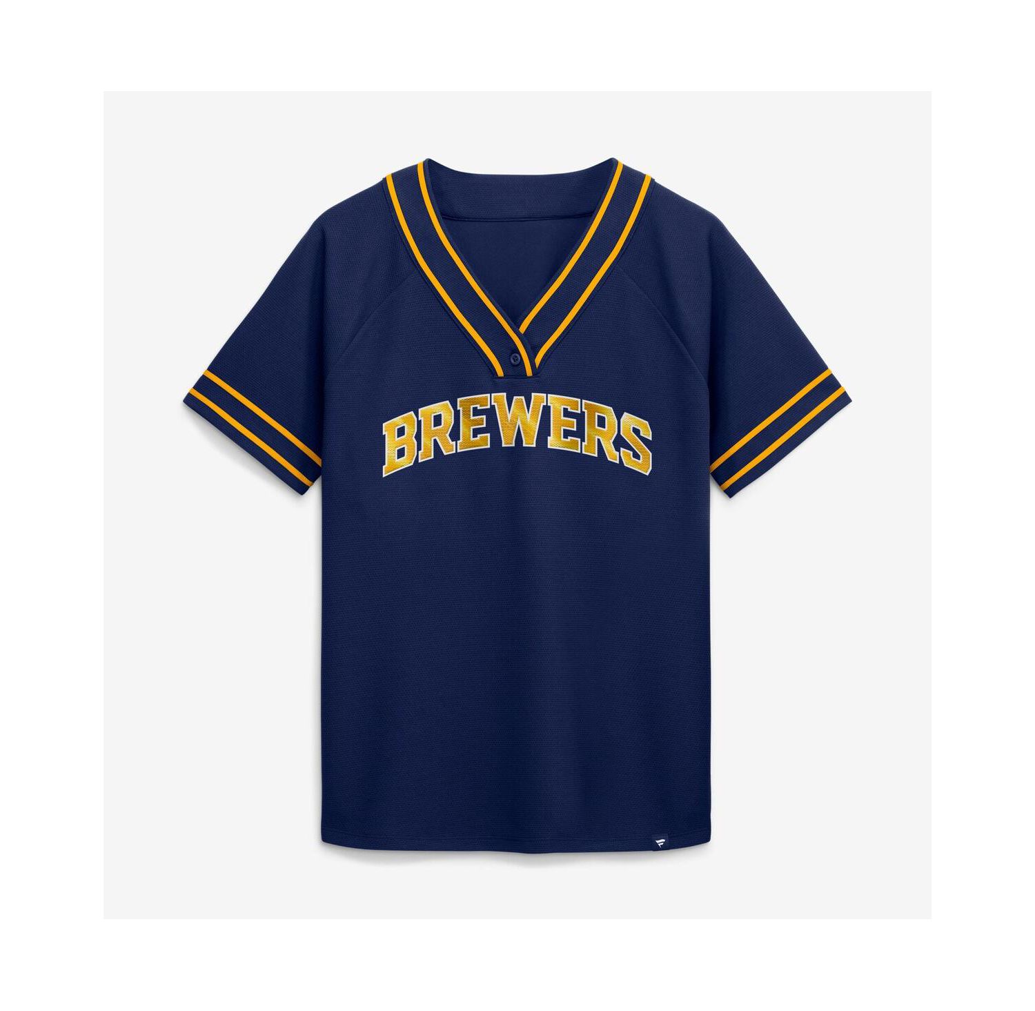 Women's Navy Milwaukee Brewers Diva Race Ahead Raglan V-Neck T-Shirt