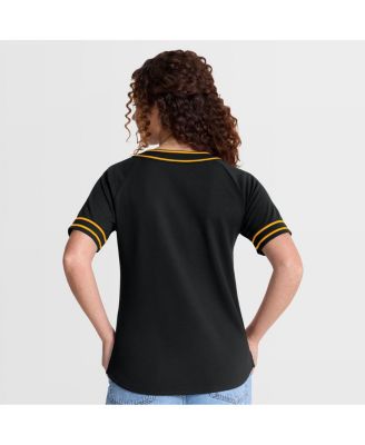 Women's Black Pittsburgh Pirates Diva Race Ahead Raglan V-Neck T-Shirt