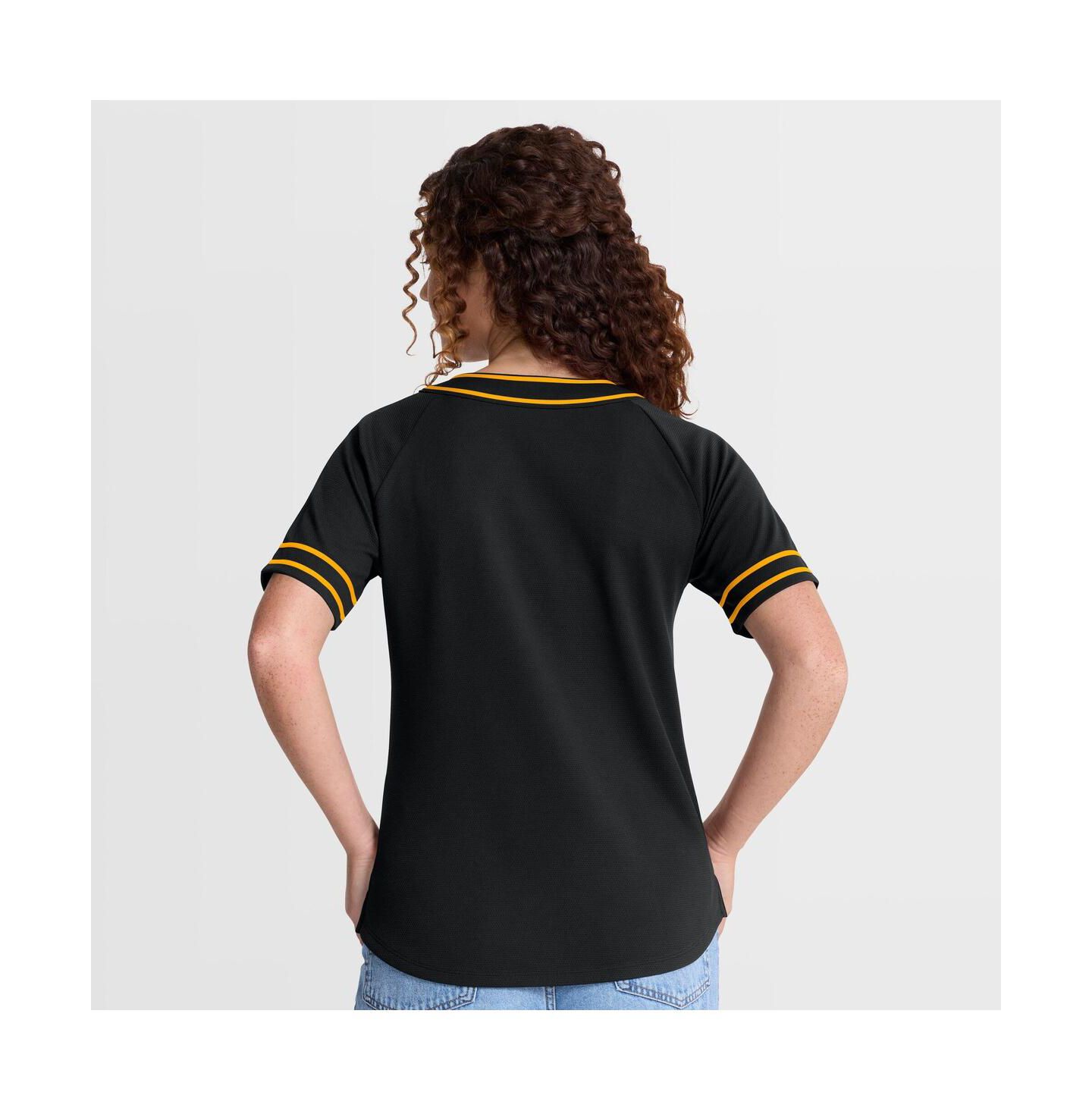 Женская футболка Fanatics Black Pittsburgh Pirates Diva Race Ahead Raglan V-Neck — фото 4