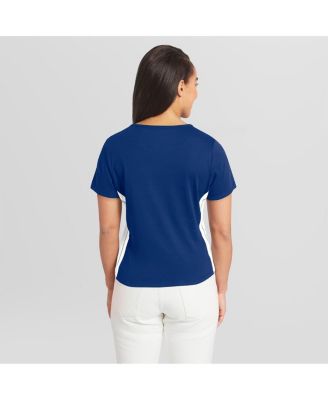 Women's Royal Los Angeles Dodgers Notch Neck Cropped T-Shirt