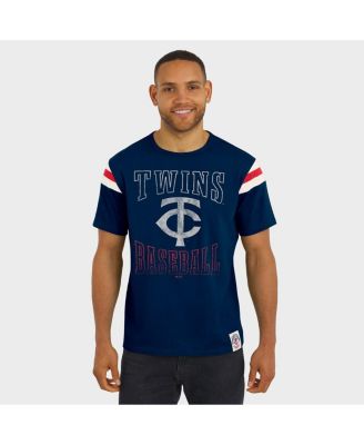 Darius Rucker Collection by Men's Navy Minnesota Twins Distressed Sleeve Stripe T-Shirt