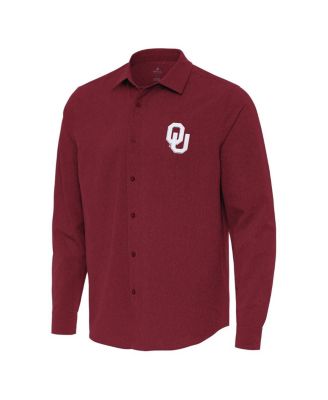 Men's Cardinal Oklahoma Sooners Exposure Woven Long Sleeve Button-Up Shirt