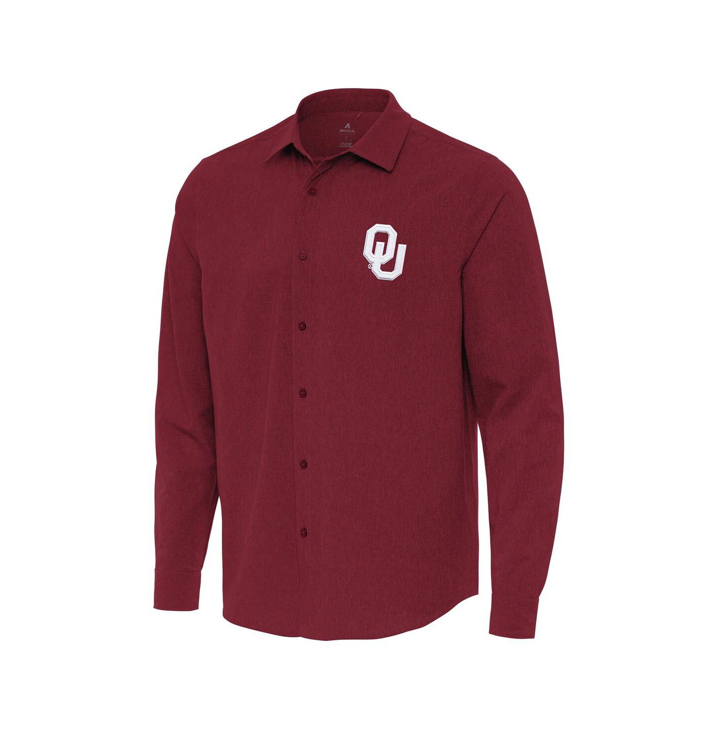 Мужская рубашка Antigua Cardinal Oklahoma Sooners Exposure Woven Long Sleeve Button-Up — фото 1