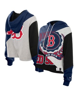 Women's Boston Red Sox Upcycled Color Block Cropped Boxy Hoodie