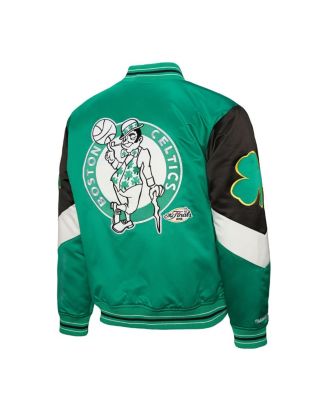 Men's Green Boston Celtics Throw It Back Heavyweight Full-Zip Satin Jacket