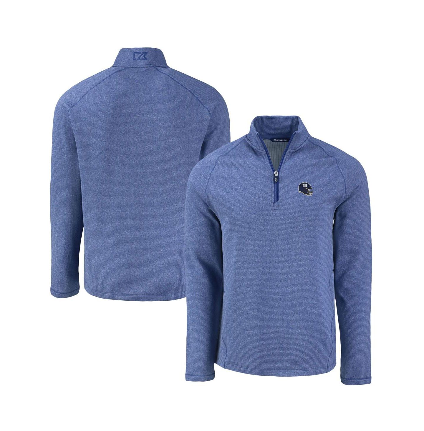 Мужская толстовка Cutter & Buck Heather Royal New York Giants Peshastin Fleece Tri-Blend Raglan Quarter-Zip — фото 1