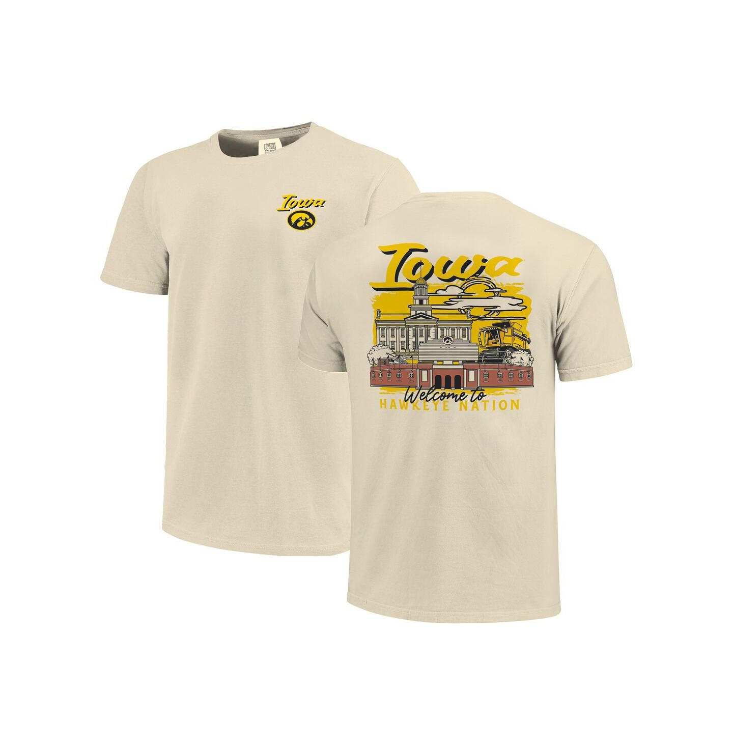 Мужская футболка Image One Natural Iowa Hawkeyes Comfort Colors Hand-Drawn Campus Stack — фото 1