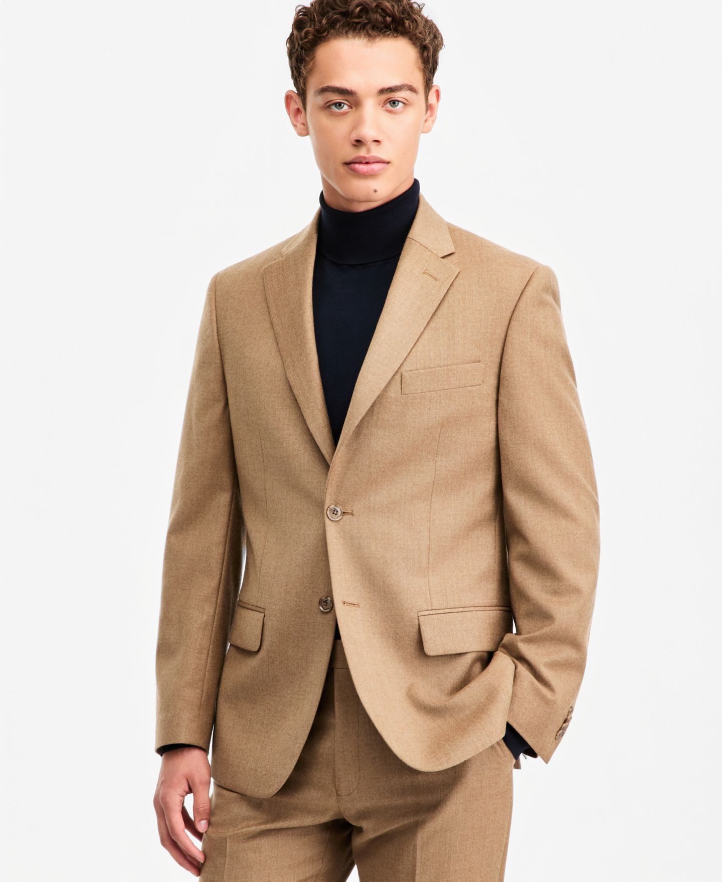 Мужские комплекты Tommy Hilfiger Modern-Fit Wool Tan Flannel Suit Separates, цвет: Рыжевато-коричневый — фото 2